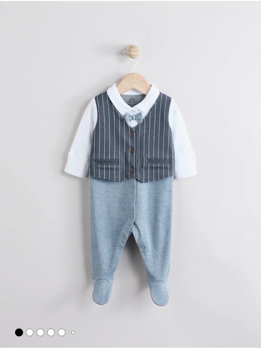 Navy Smart Bow Tie Baby Sleepsuit // 3-6 Months // 2